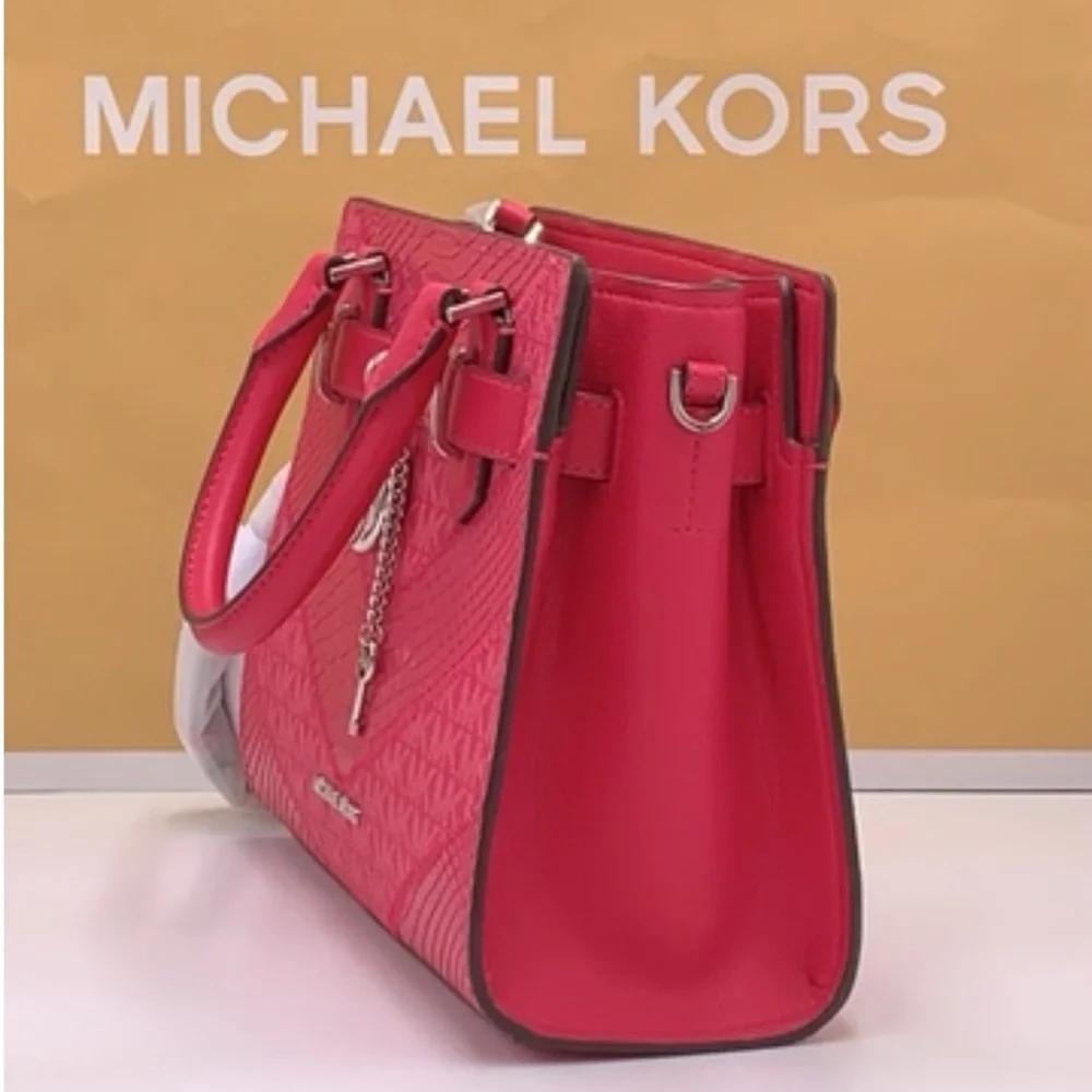 Michael Kors Hamilton Small Satchel Shoulder Crossbody Bag  Electric Pink Multi